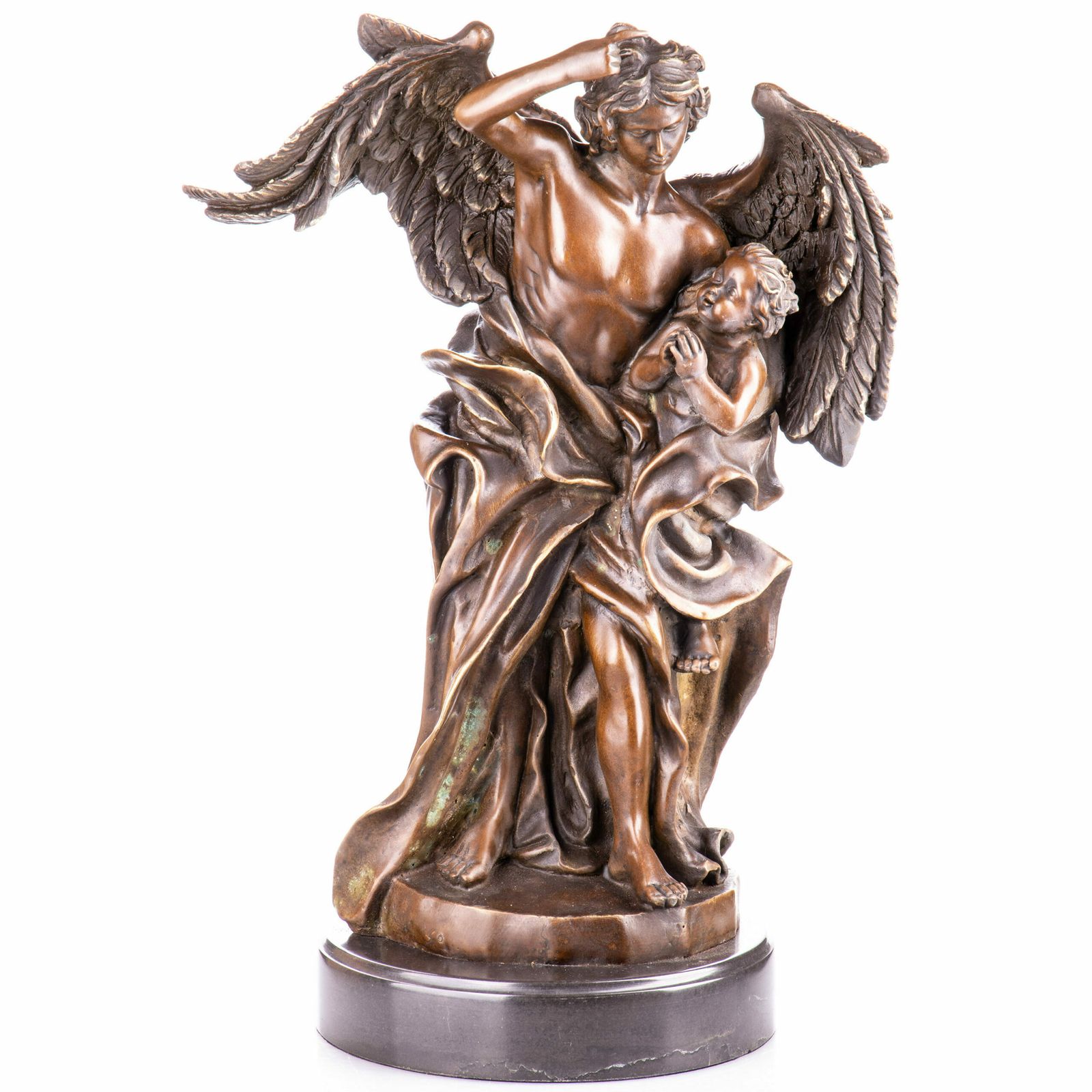Heavenly Angel And Child Bronze Figurine