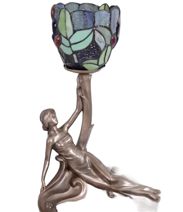 Elegant Sculptural Table Lamp With Art Nouveau Inspiration photo for sale