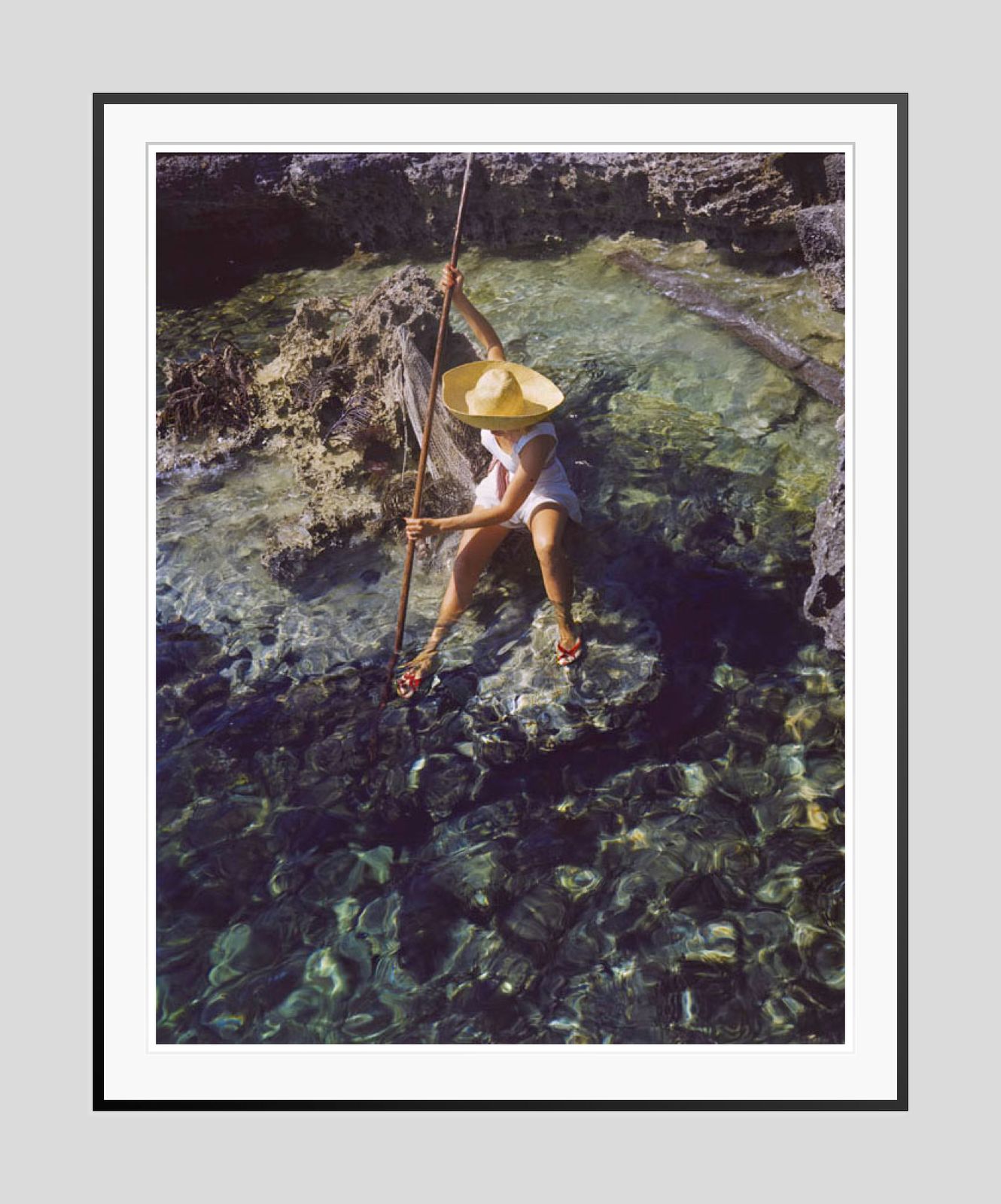 Sabina Spear Fishing By Toni Frissell Archival Pigment Print Oversize Framed In Black