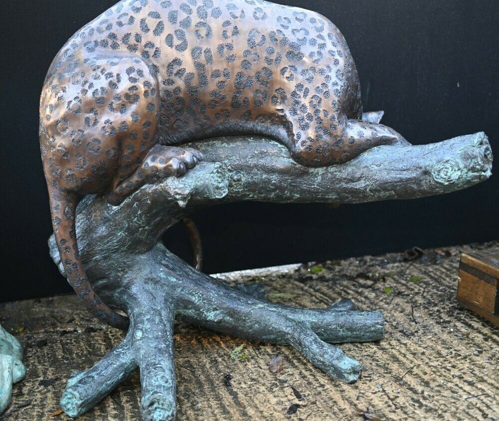 photo for sale Large Bronze Panther Statue Garden Cat Sculpture