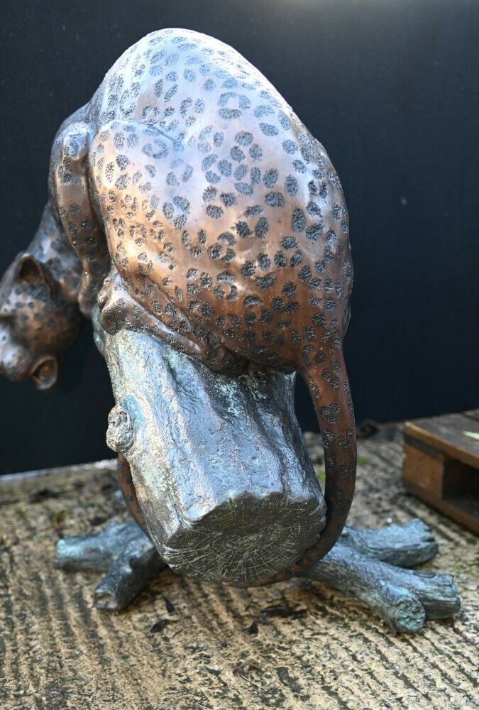2850.0 Large Bronze Panther Statue Garden Cat Sculpture photo