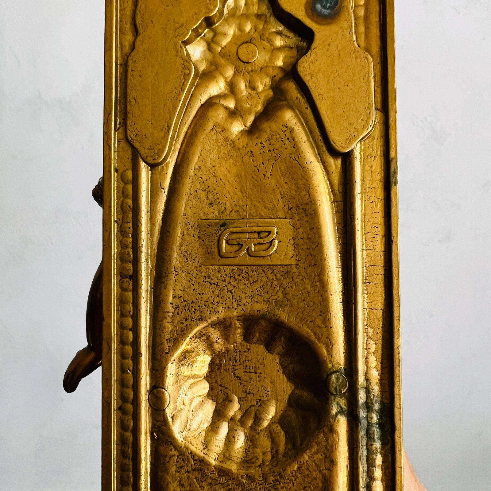 Old Pair Of Wall Cherubs/Putti Sconces, Bronze Brevettato, Cherub Wall Candleholders, Home Lighting photo vintage