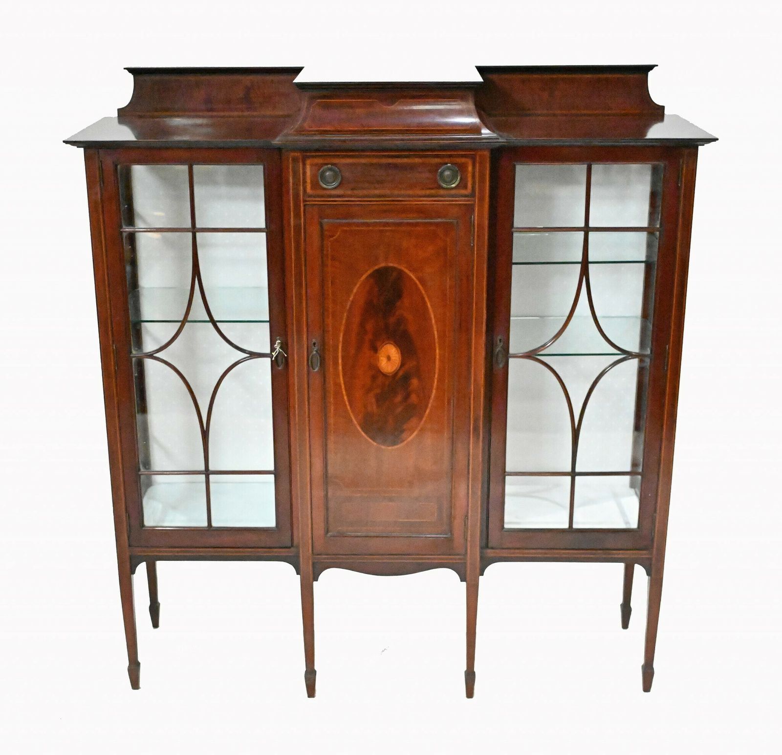 Edwardian Display Cabinet Vitrine Sheraton Mahogany Inlay 1910