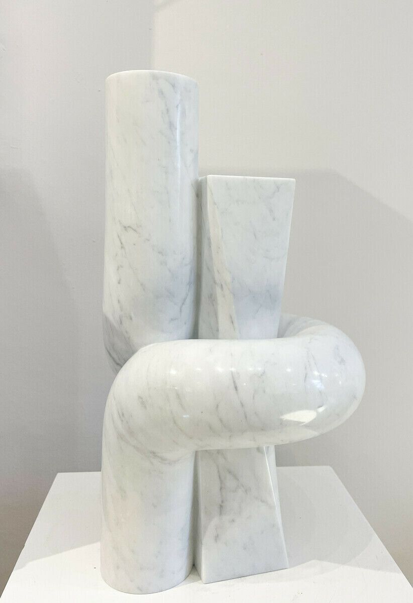 Contemporary Belgian White Marble Sculpture By Piet Van Loocke