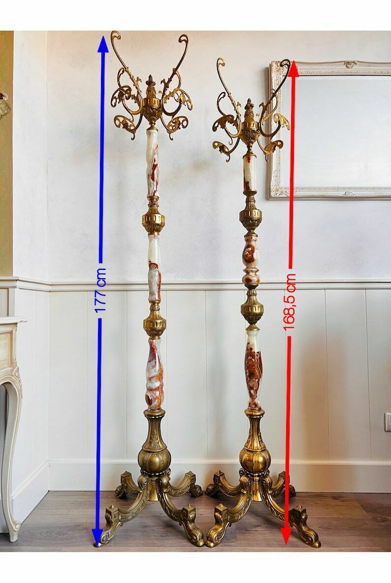 Tall Mid Century Hall Free Stand Superb Marble Coat Rack Italian Hallway Rack Hollywood Regency Style photo buy