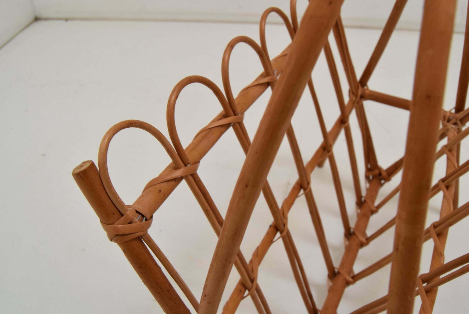 photo furniture Vintage Rattan And Bamboo Magazine Holder, Czechoslovakia, 1970's.