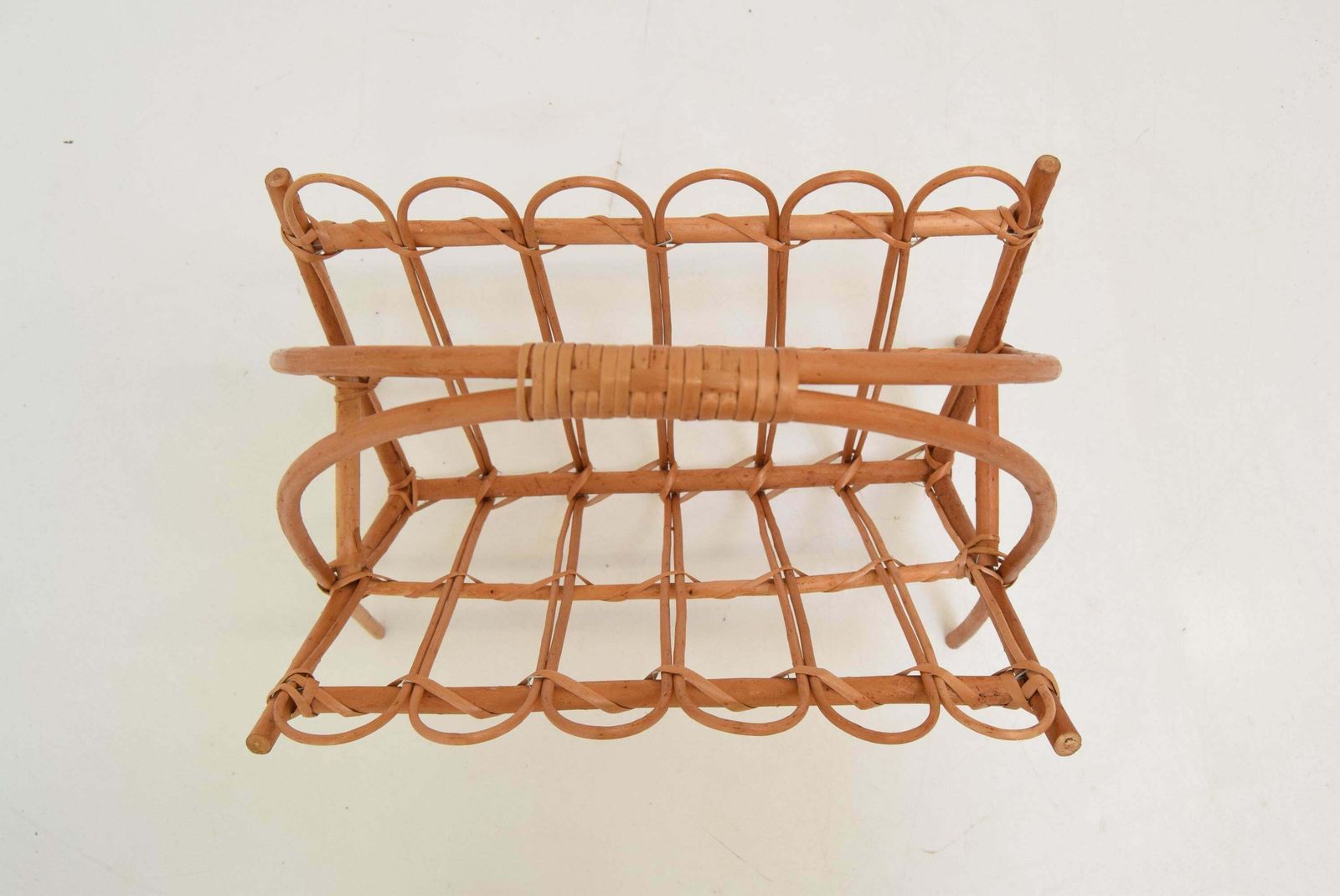 Home Decor Vintage Rattan And Bamboo Magazine Holder, Czechoslovakia, 1970's. photo