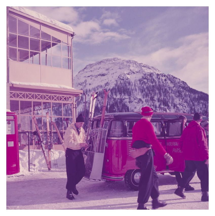 Ski Bus By Toni Frissell Archival Pigment Print Oversize Framed In White photo furniture