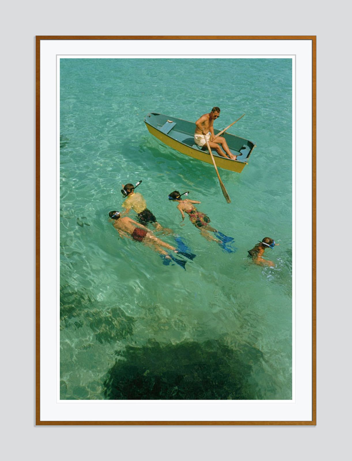 Snorkelling By Toni Frissell Archival Pigment Print Oversize Framed In Brown