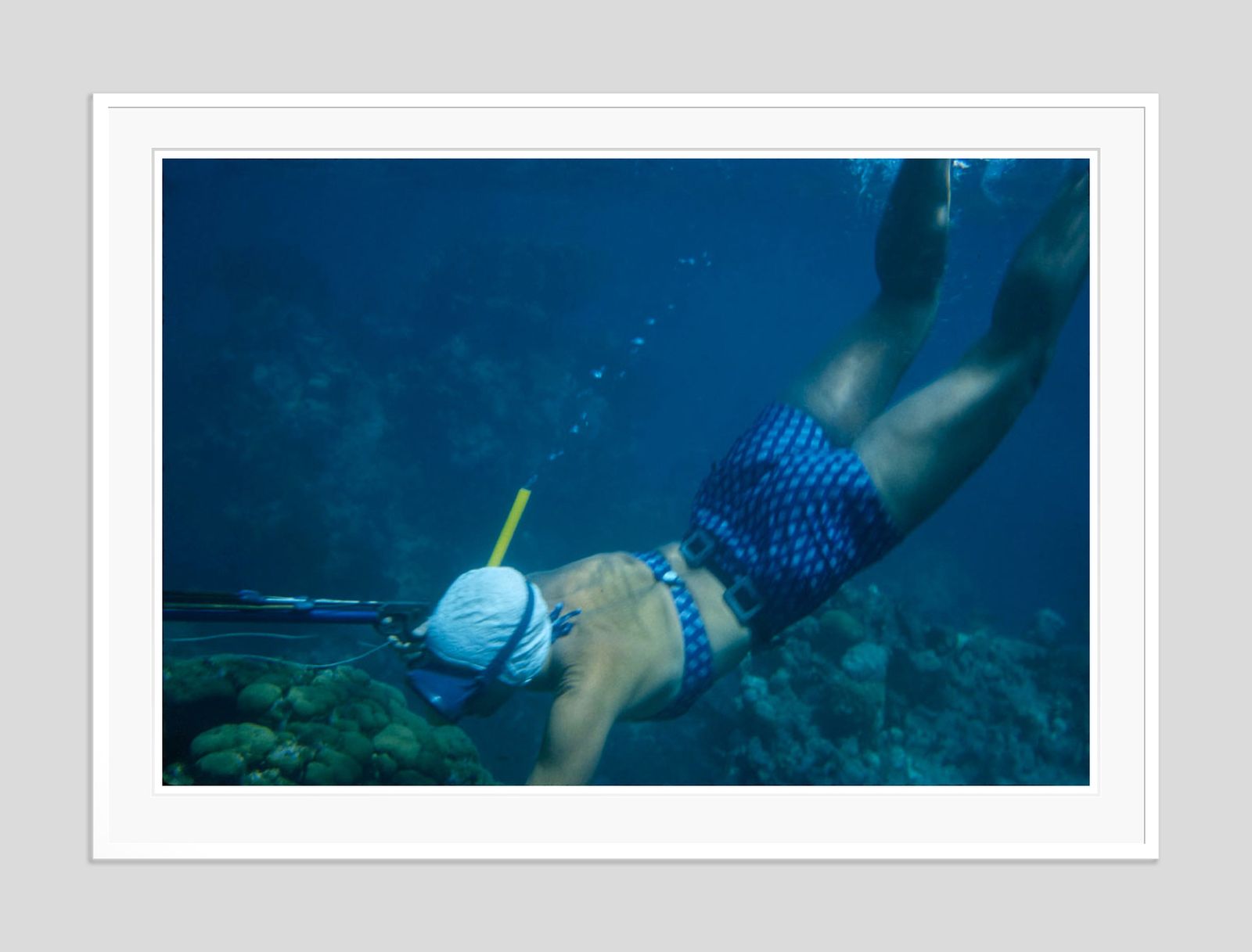 Speargun Fishing In Antigua By Toni Frissell Archival Pigment Print Oversize Framed In White