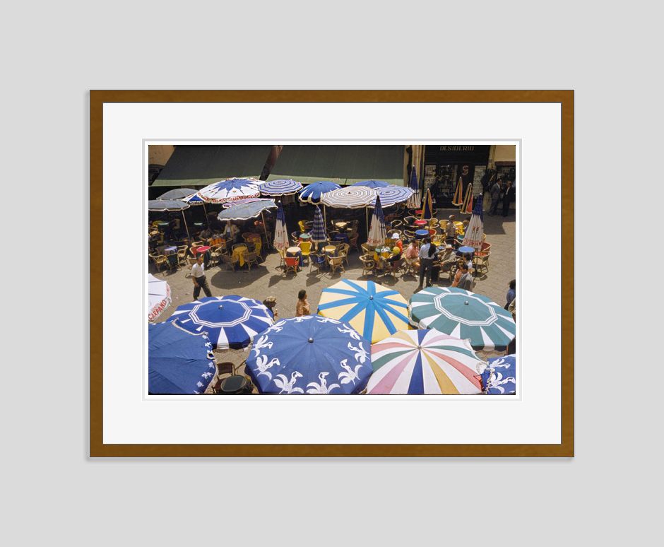 Street Cafés In Capri By Toni Frissell Archival Pigment Print Framed In Brown