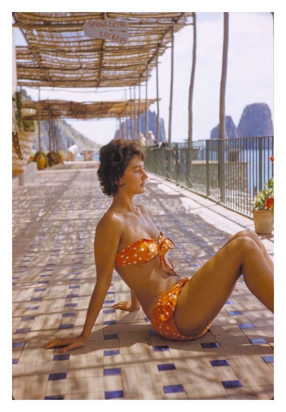 Capri Fashion By Toni Frissell Archival Pigment Print Framed In Brown photo furniture