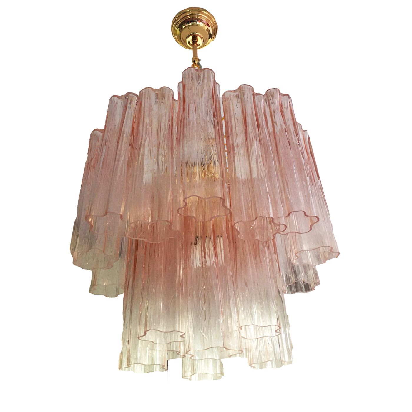 Chandelier Murano Glass Tronchi Like Venini Style In Pink Color photo for sale
