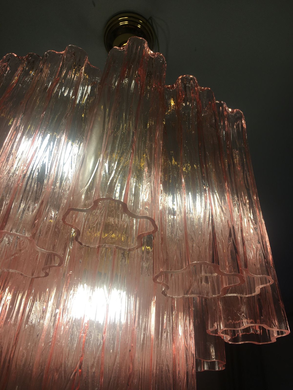 Lighting Chandelier Murano Glass Tronchi Like Venini Style In Pink Color photo