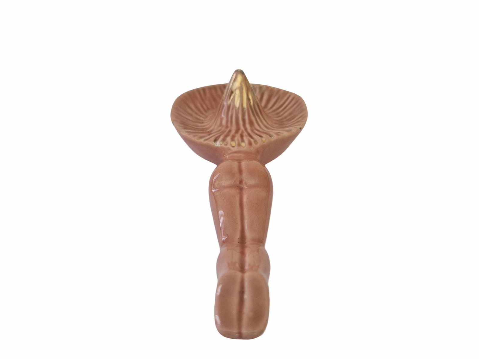 Mid Century Ceramic Pinup Lemon Juicer, Naked Lady In Sombrero Hat Wall Hanging Figurine photo for sale