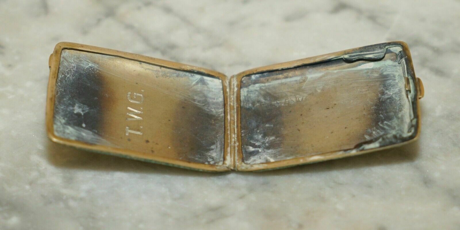 Home Decor Lovely Antique Victorian Shagreen Shark Skin Vesta Case For Small Matches Etc photo