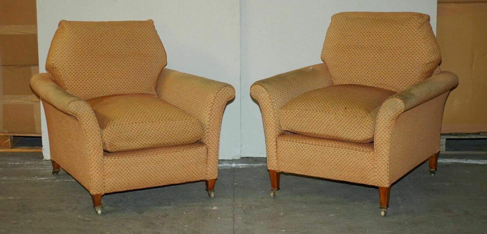Pair Of Antique Victorian Howard & Son's Armchairs For Upholstery Restoration