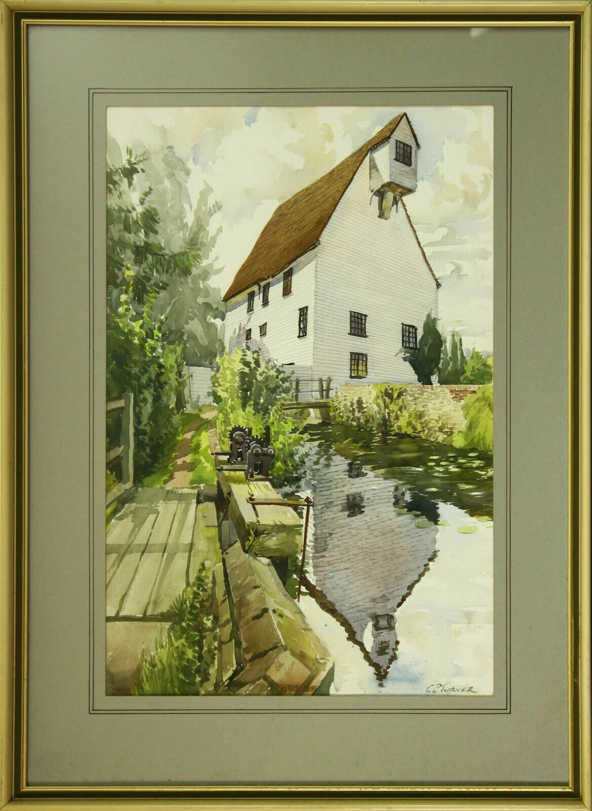 Watercolour By Clifford Charles Turner. Titled "Broomfield Mill"
