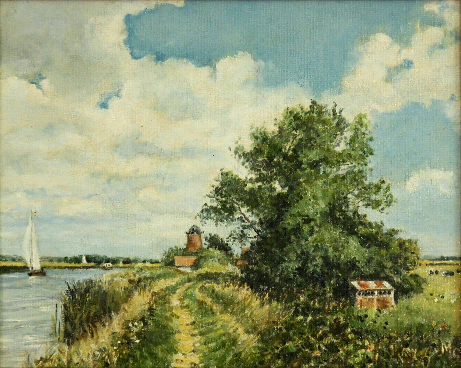 Oil On Board By Margaret Colman. Titled "The Bure Near Upton Dyke" photo furniture