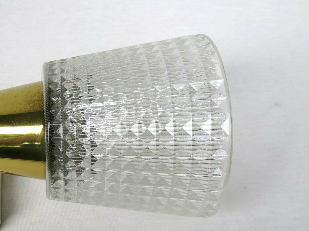 photo vinterior Elegant Wall Lights Torches, 50s, Brass, Beige, Glass, 1950s, Set Of 2
