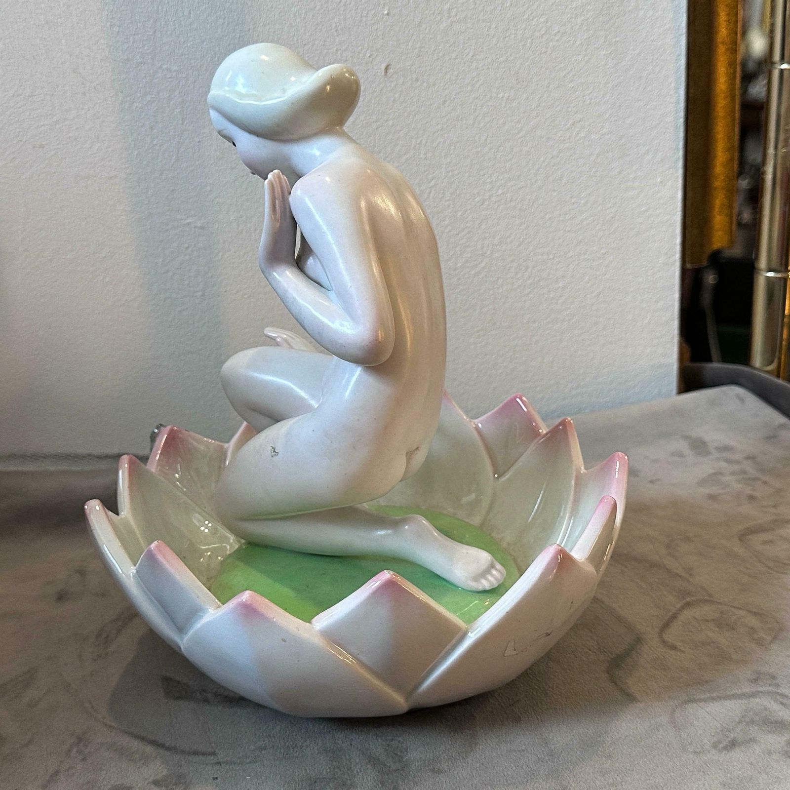 1940s Art Deco Porcelain Figure Of A Woman On A Flower By Giovanni Ronzan photo furniture