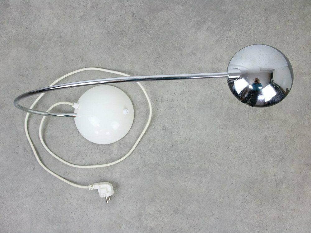 Vintage Arc Table Lamp In Black And Chrome From Meblo, 1980s photo vintage