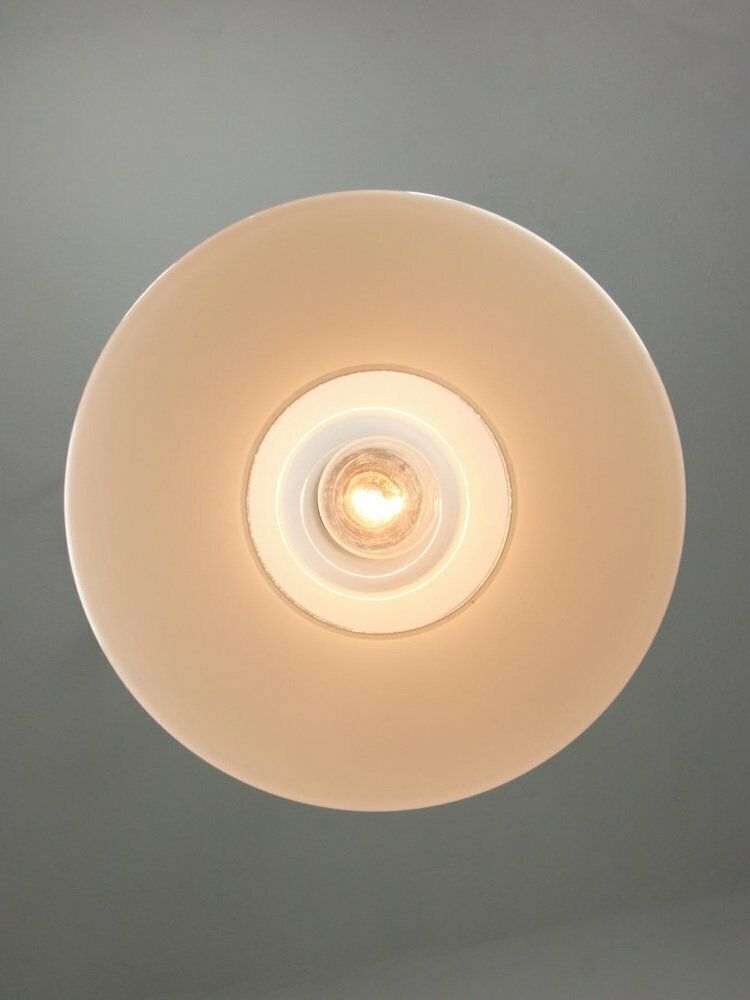 Mid Century Italian White Glass And Brass Pendant Lamp photo vintage