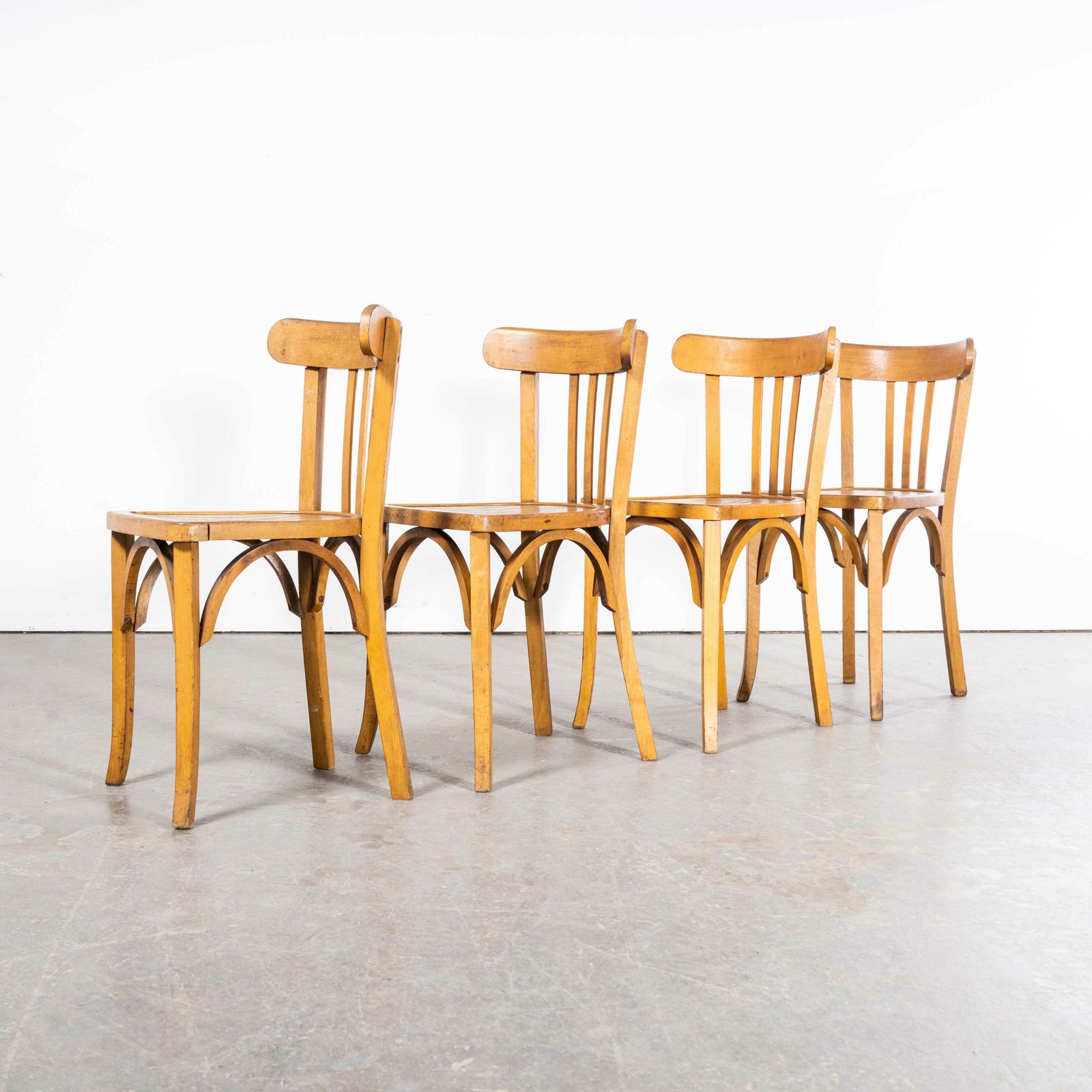 1950’s Baumann Bentwood Tri Back Dining Chair – Honey – Set Of Four