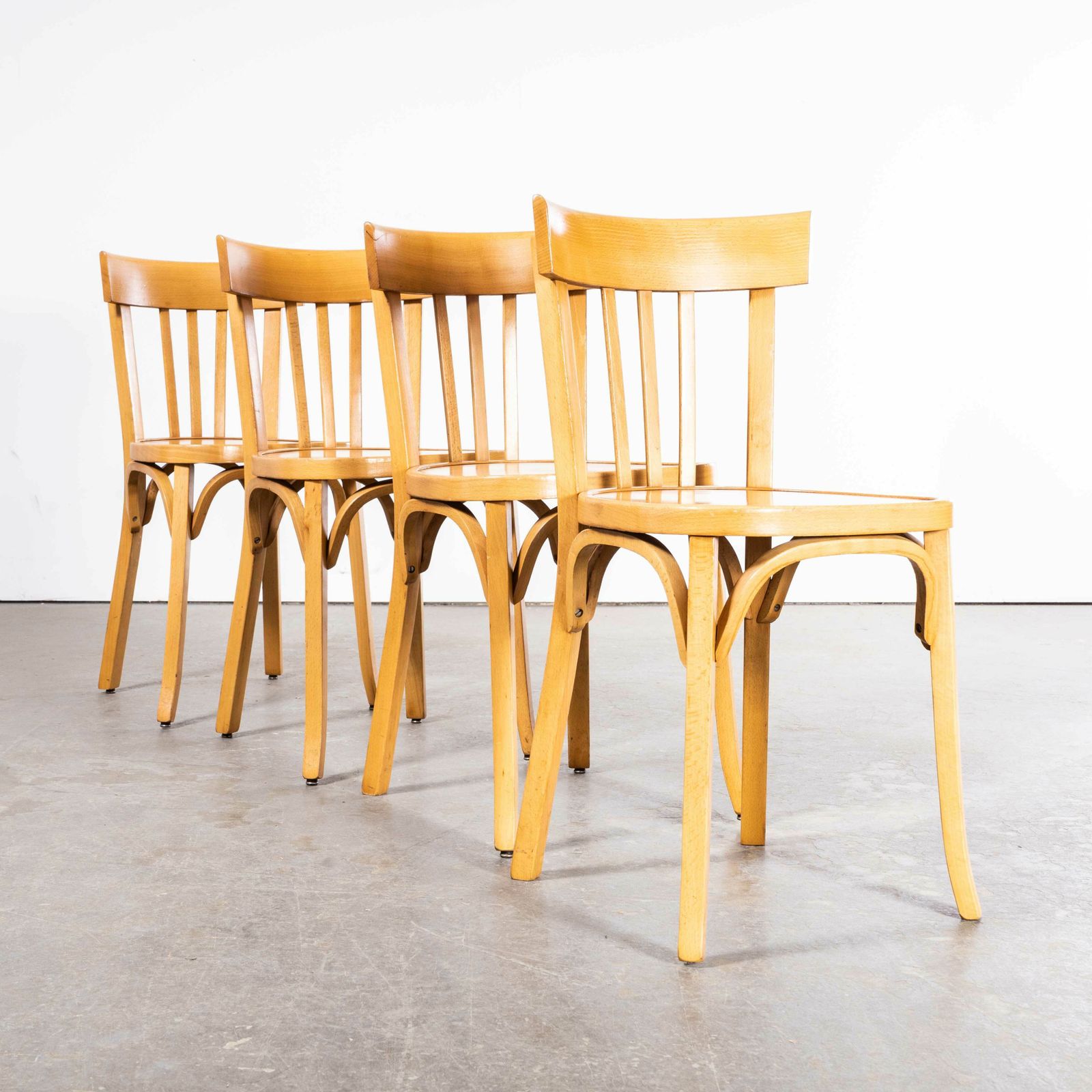 1950’s Baumann Bentwood Tri Back Dining Chair – Bleached – Set Of Four photo for sale