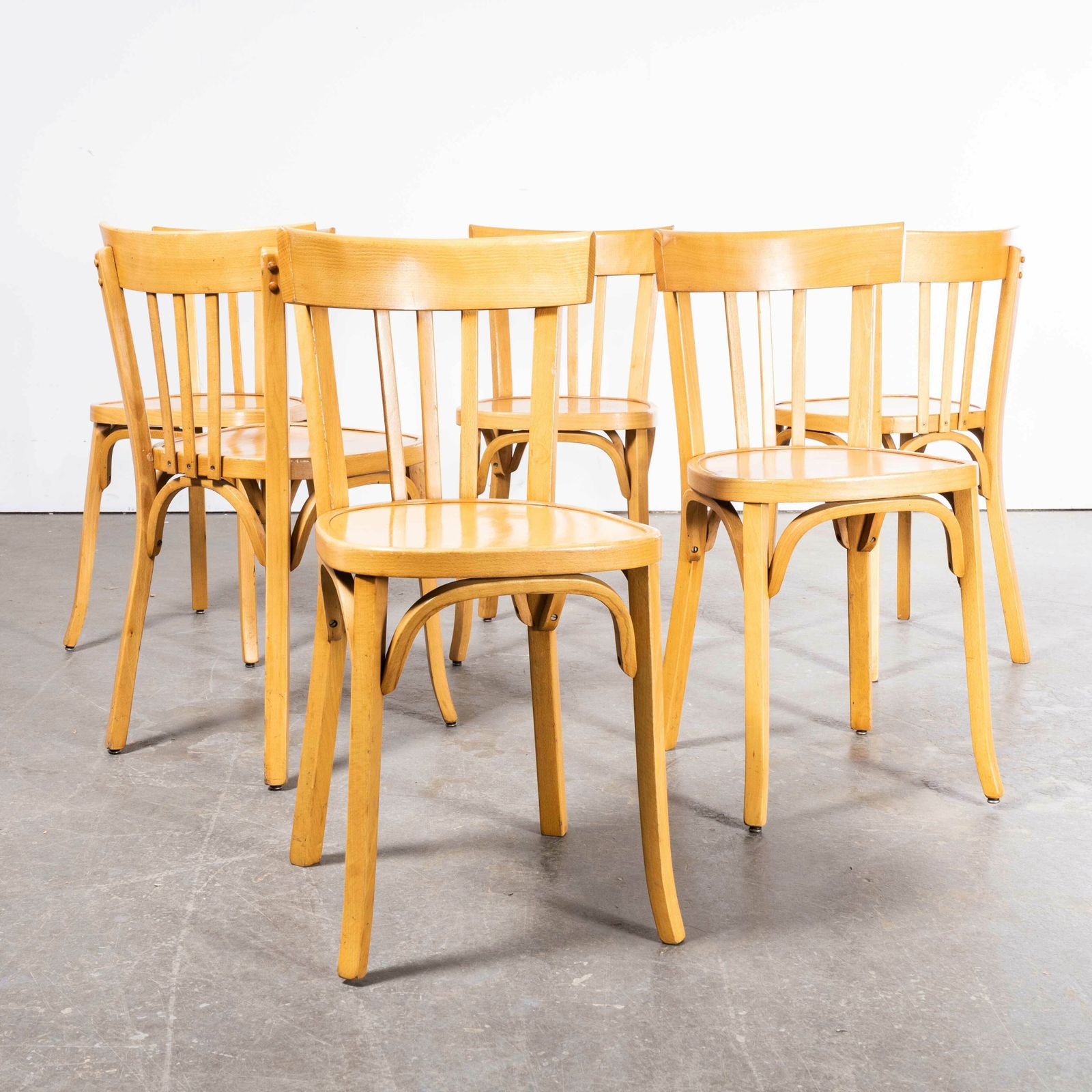 1950’s Baumann Bentwood Tri Back Dining Chair – Bleached – Set Of Six
