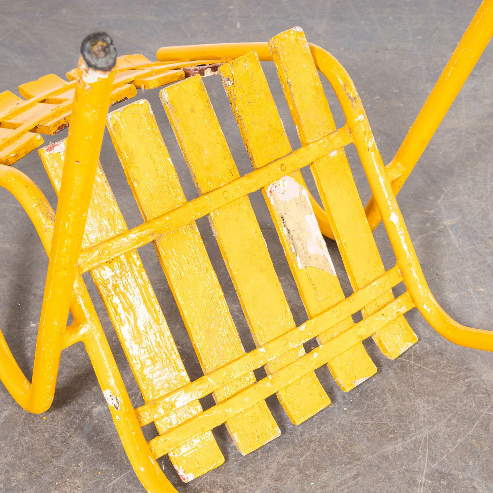 1950’s Original French Outdoor Yellow Slatted Chairs – Various Quantities Available photo furniture