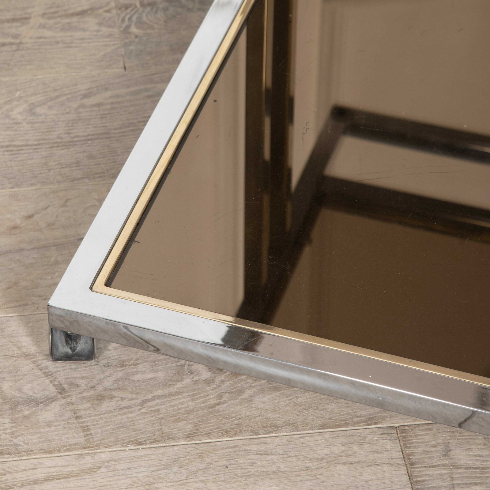 photo furniture Pair Of Italian Mid Century Brass & Chrome Desert Trolleys By Willy Rizzo