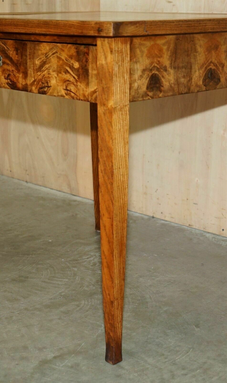 Furniture Super Rare Antique Laburnum Oyster Wood Marble Topped Food Preparation Table photo