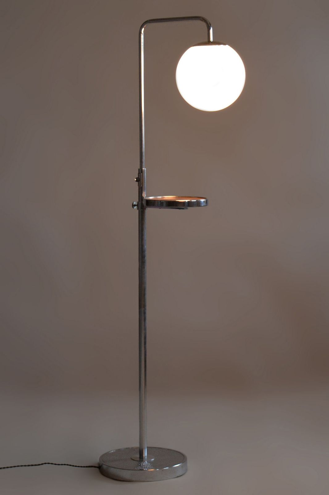 Restored Bauhaus Floor Lamp, Hynek Gottwald, Chrome Plated Steel, Czechia photo Lighting