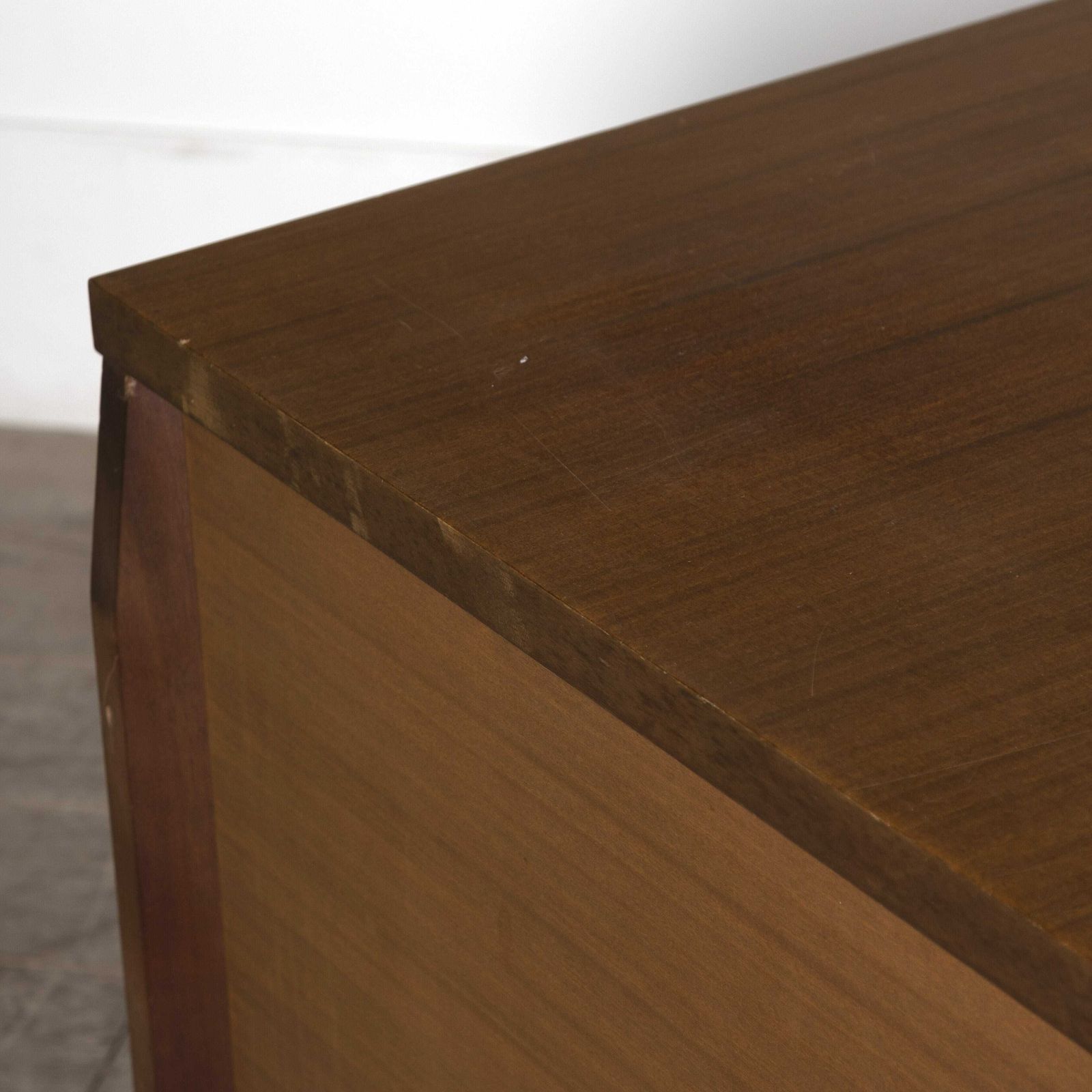 Italian Mid Century Modern Desk With Brass Handles photo vintage