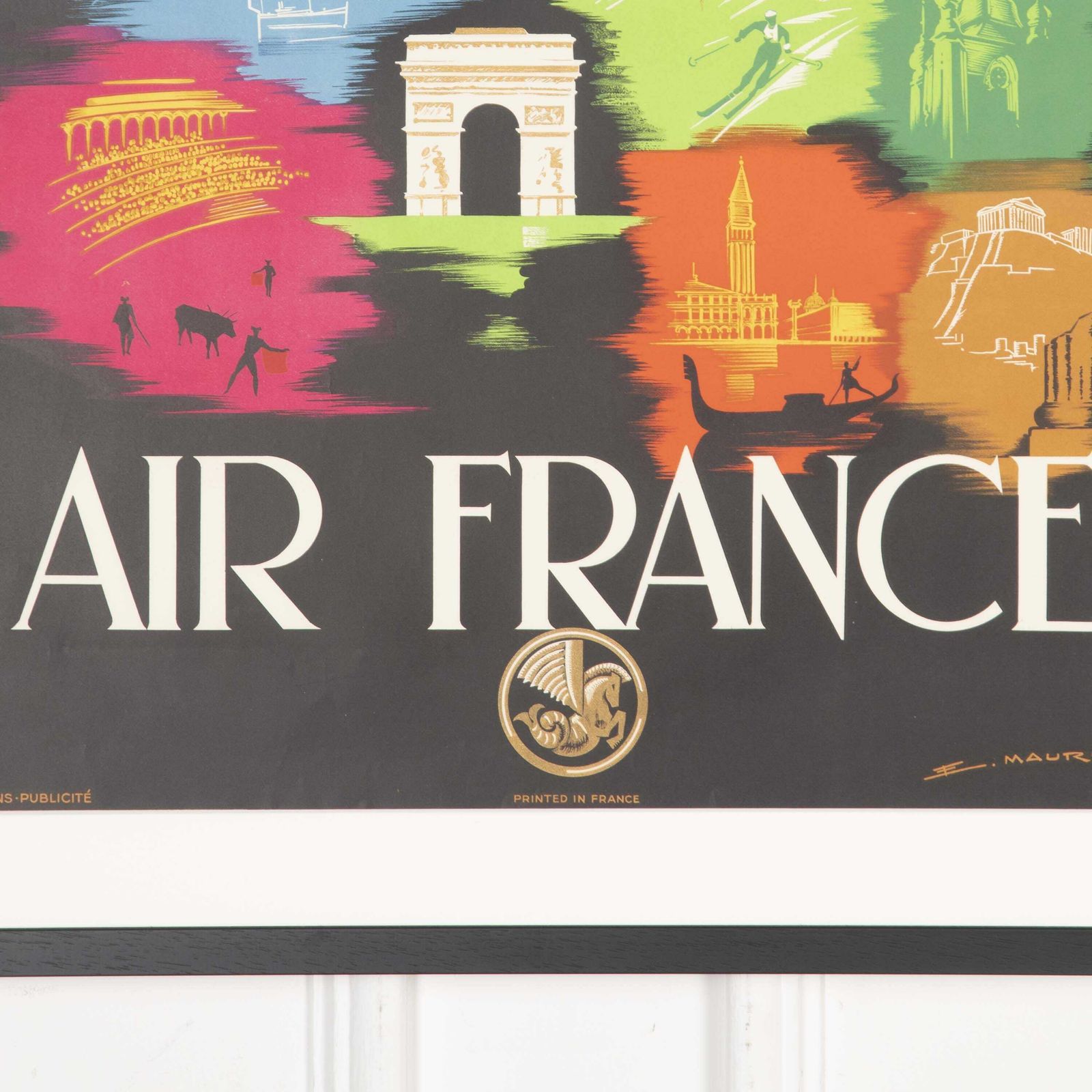 Vintage Framed Air France Europe Poster photo Art