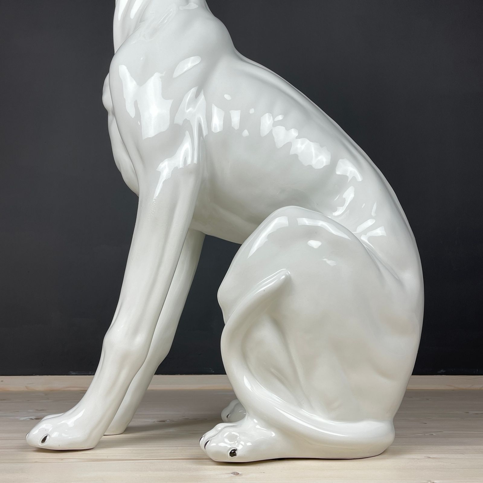 Art Large Ceramic Sculpture Of Dog From Bassano Italy 1980s photo