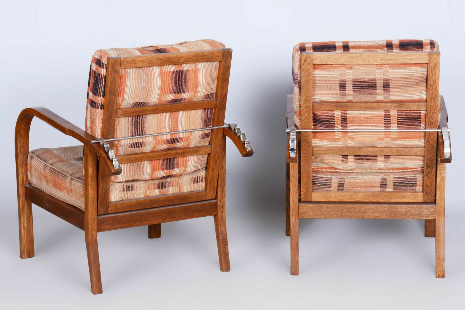 Restored Artdeco Pair Of Reclining Chairs, Jindrich Halabala, Up Zavody, Oak, Czechia, 1930s photo for sale