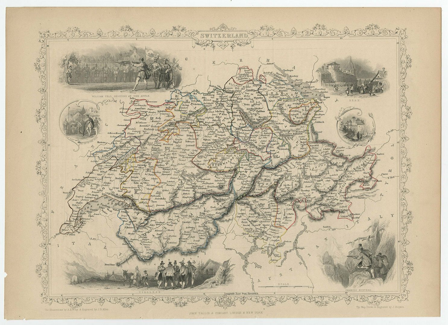 Antique Steel Engraved Map Of Switzerland