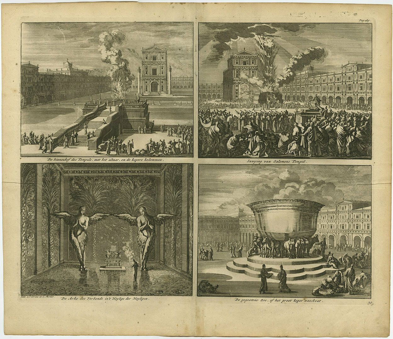 Antique Bible Print Of The Interior Of The Temple Of Solomon