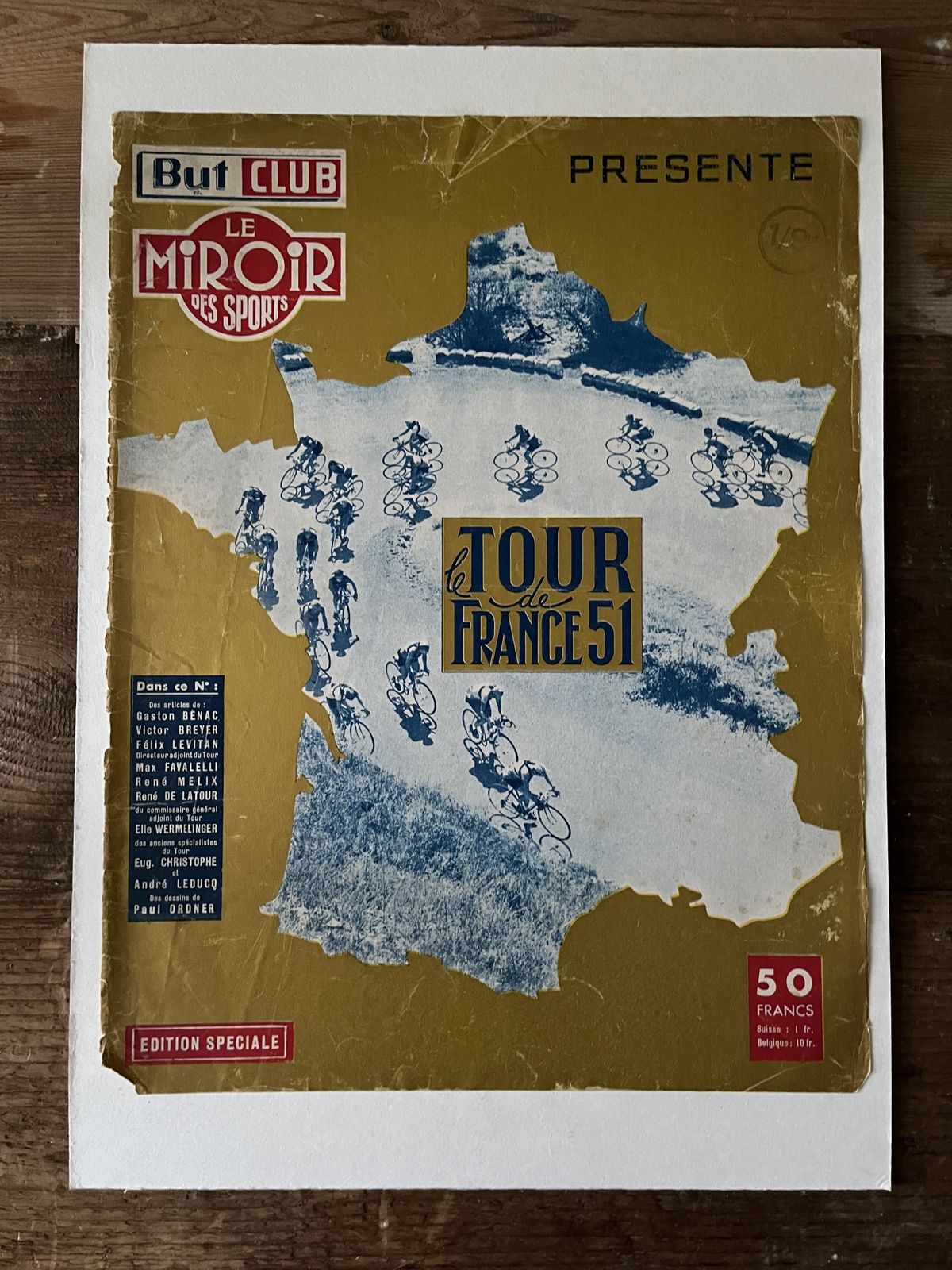 1951 Tour De France Vintage Magazine Print photo for sale