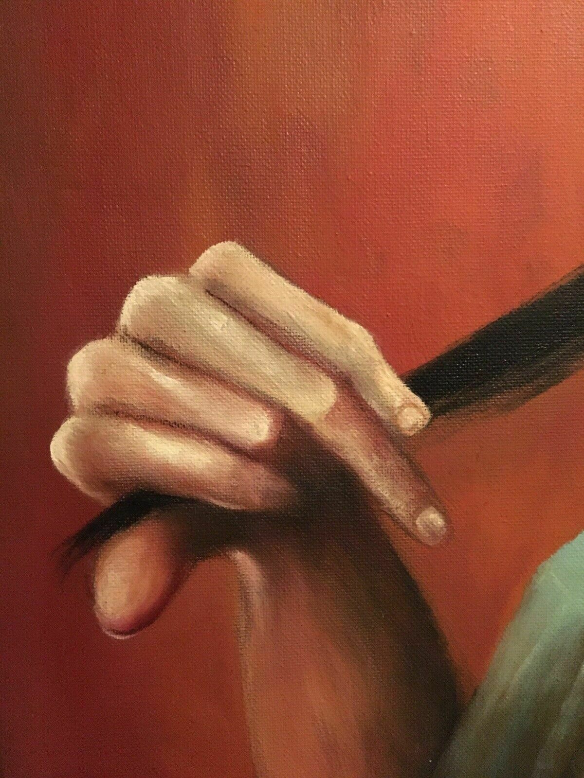 Modern Oil Painting Michael Borremans Influenced Hair Anti Portrait Excellent photo for sale