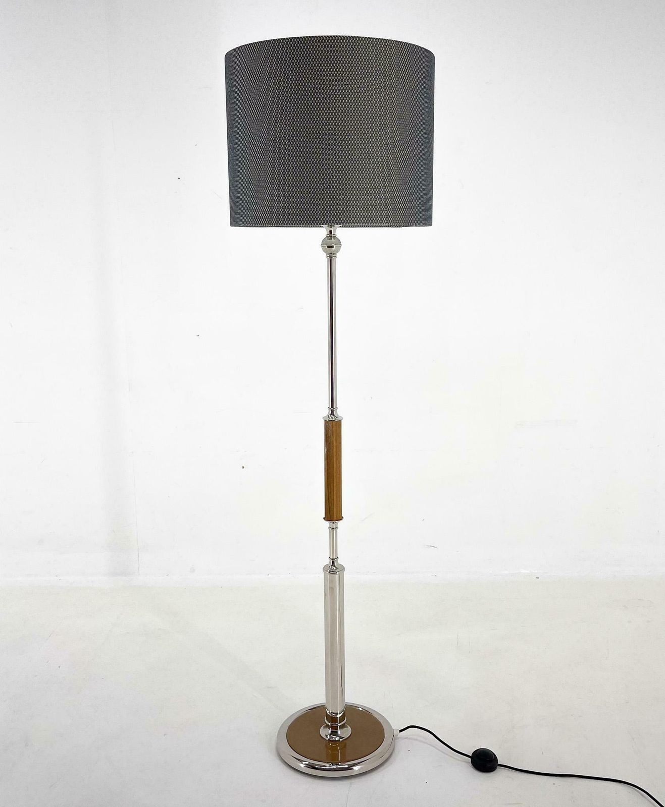1950s Chrome & Wood Floor Lamp, Czechoslovakia, Restored photo furniture