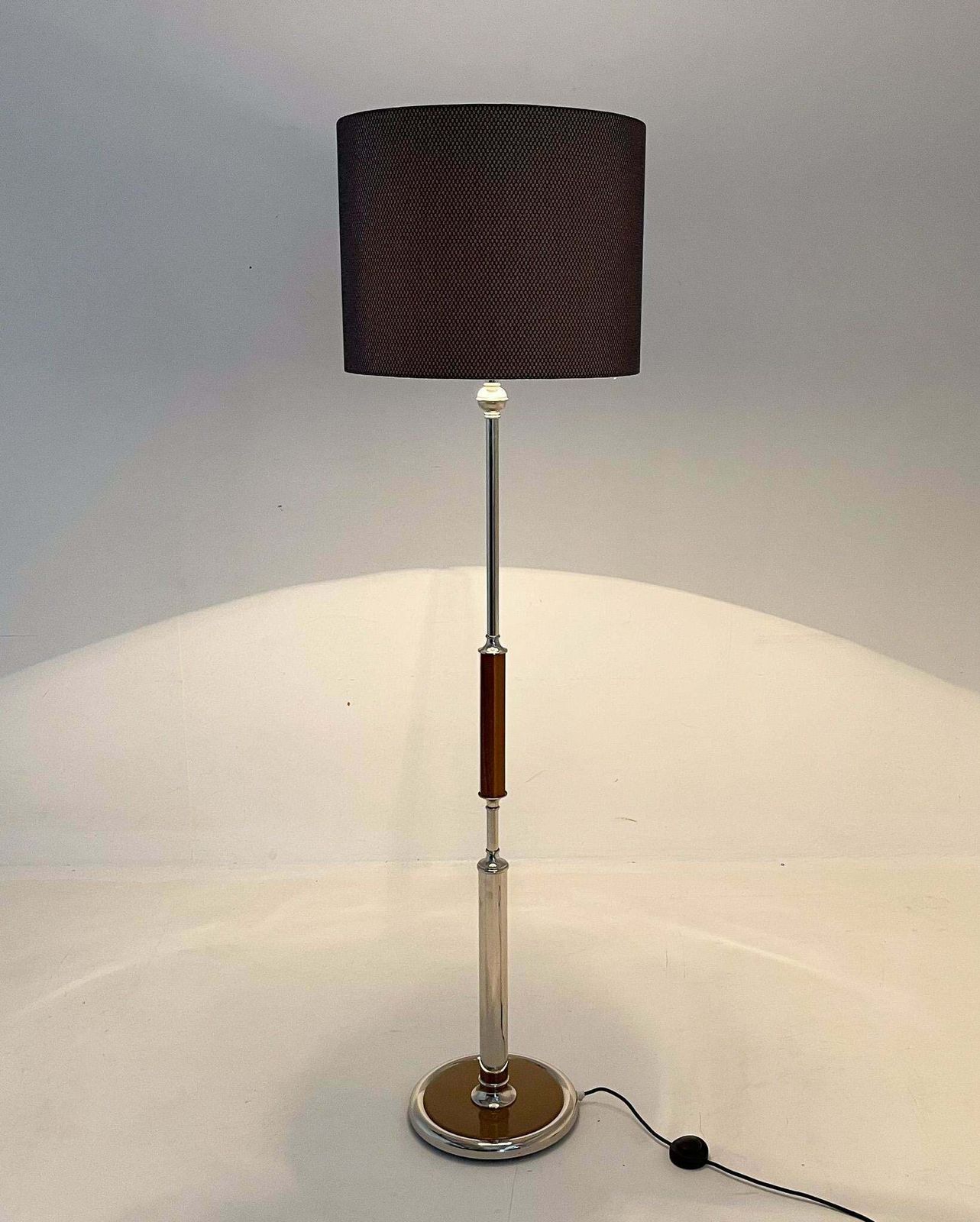 1950s Chrome & Wood Floor Lamp, Czechoslovakia, Restored photo Lighting