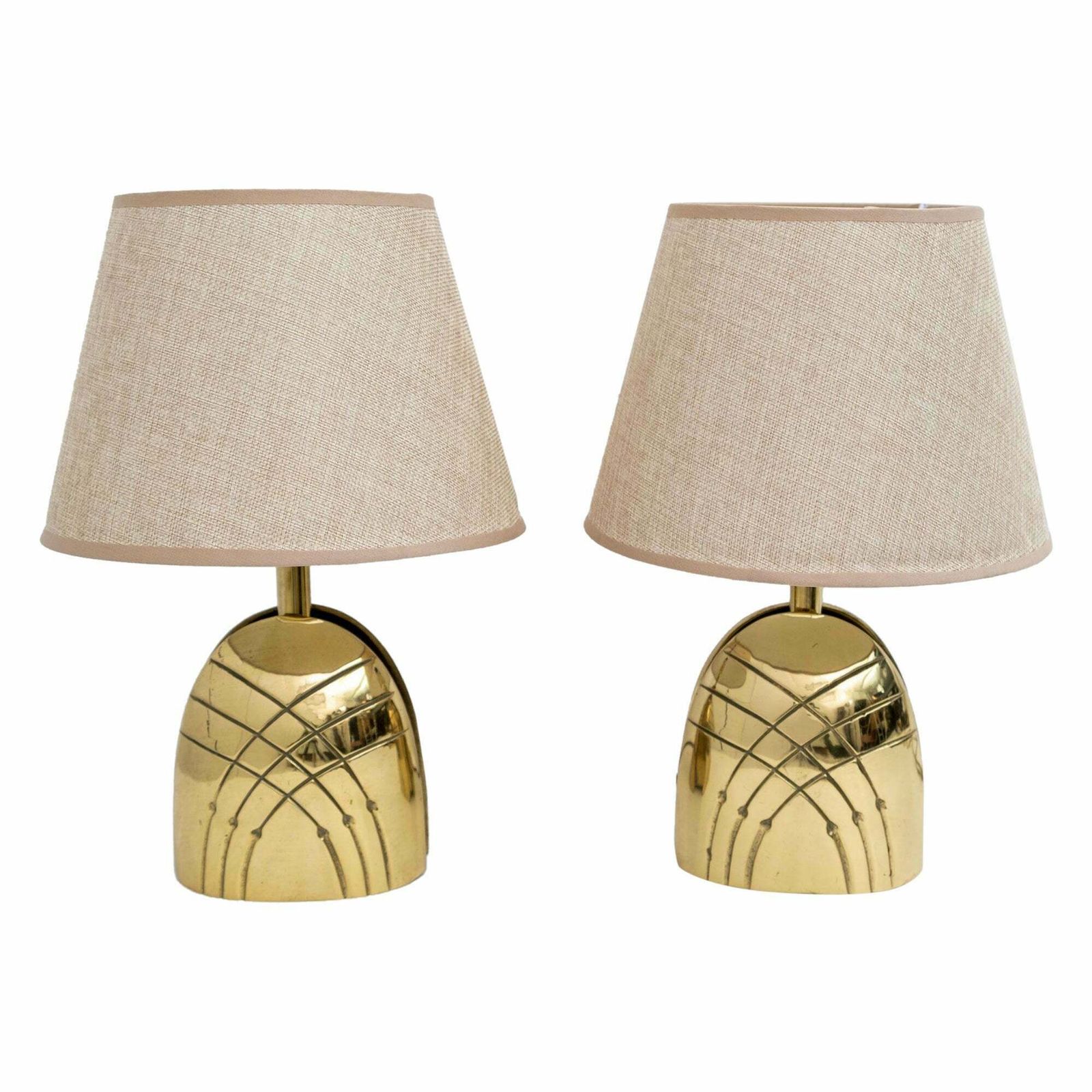 Pair Of Mid Century Modern Italian Brass Table Lamps, 1970s