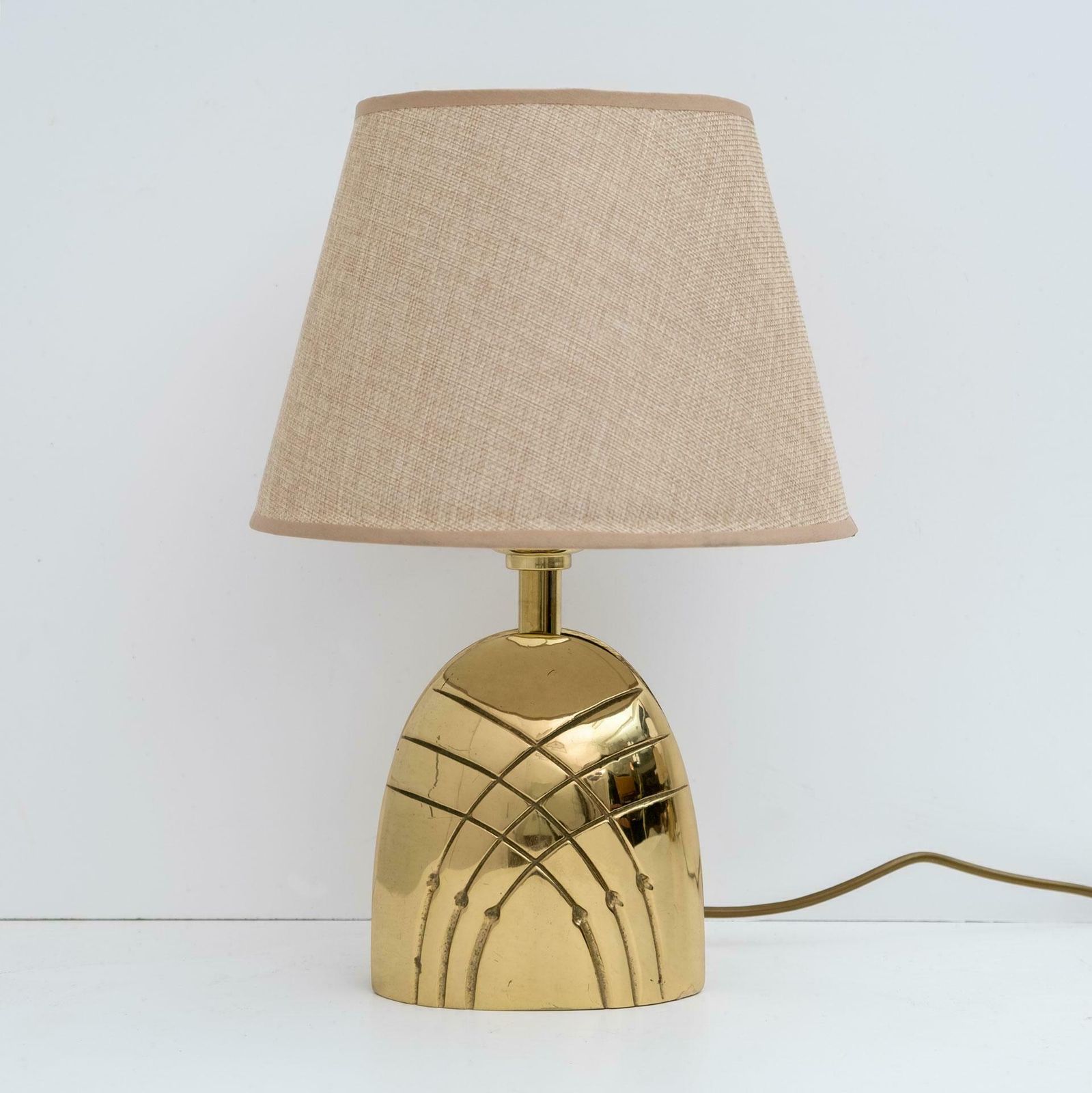 Pair Of Mid Century Modern Italian Brass Table Lamps, 1970s photo for sale