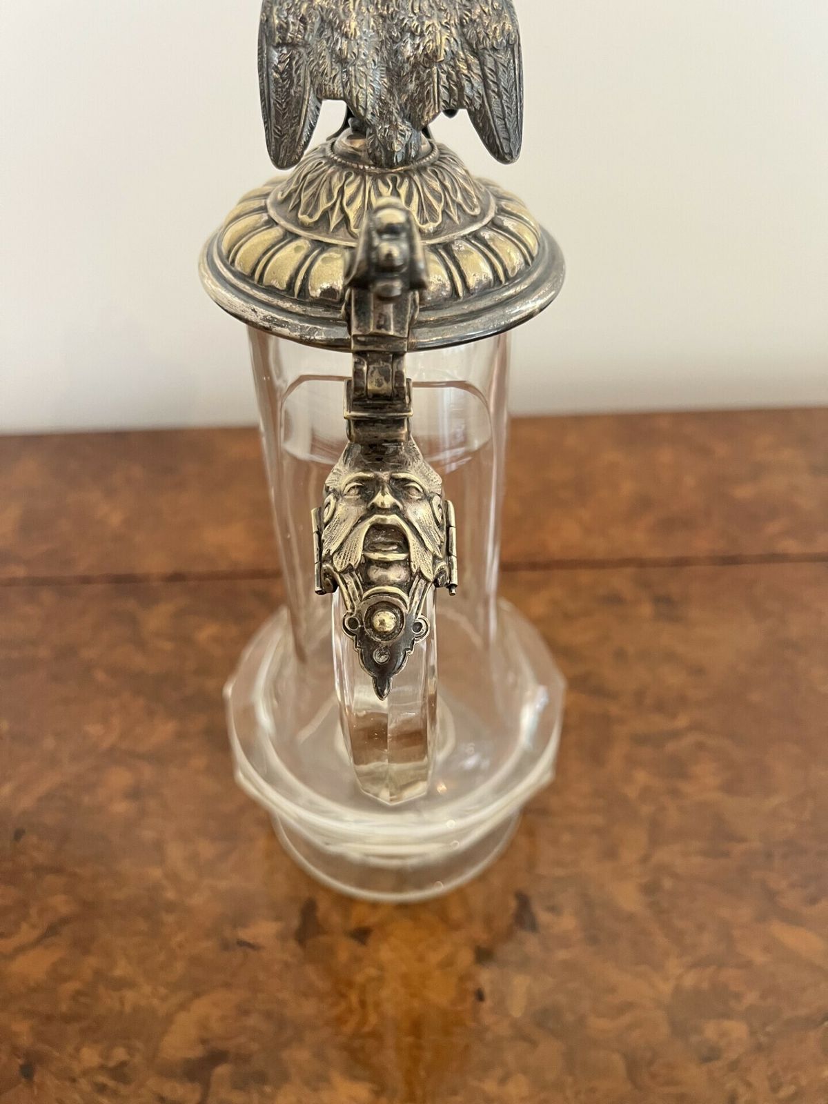 Unusual Antique Glass And Silver Plated German Claret Jug photo for sale