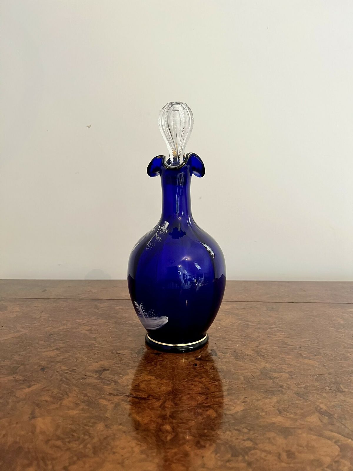 Stunning Quality Antique Mary Gregory Blue Glass Decanter photo furniture