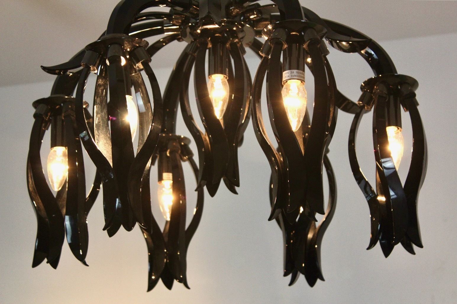 Italian Black Glass Chandelier By Barovier & Toso photo vintage