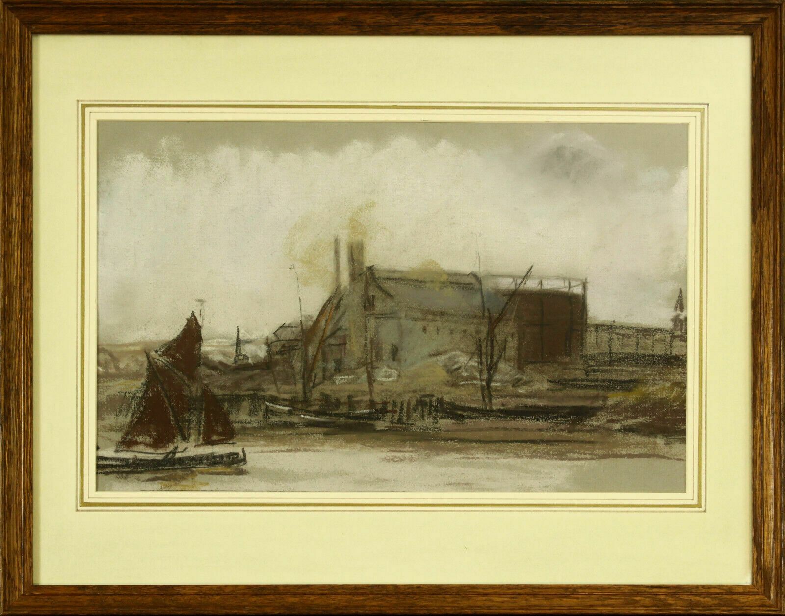 Pastel By Bernard Sickert. Fishing Boat Entering Harbour